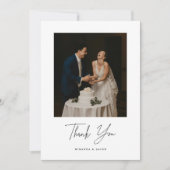 Minimalistic Script Lettering Wedding Photo サンキューカード (正面)