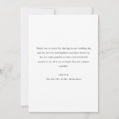 Minimalistic Script Lettering Wedding Photo サンキューカード (裏面)