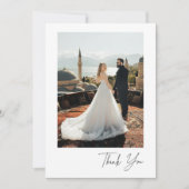 Minimalistic Script Wedding Couple Photo サンキューカード (正面)
