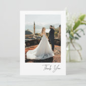 Minimalistic Script Wedding Couple Photo サンキューカード (スタンド正面)