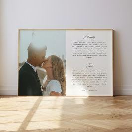 Minimalistic Script Wedding Vows Custom Photo ポスター