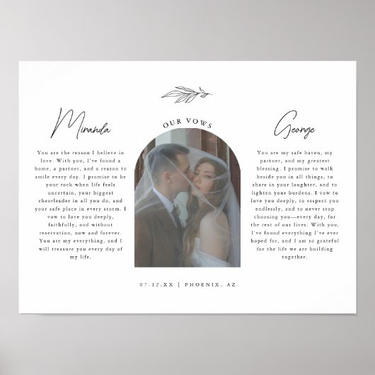 Minimalistic Script Wedding Vows w/ Photo Arch  ポスター (正面)