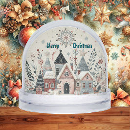 Minimalistic Snow-Clad Christmas Village Boho Art 