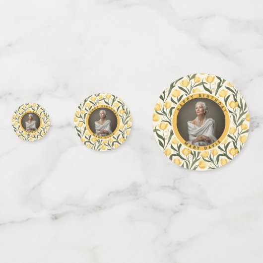 Minimalistic Tulip Themed First Birthday Gift コンフェッティ (裏面)