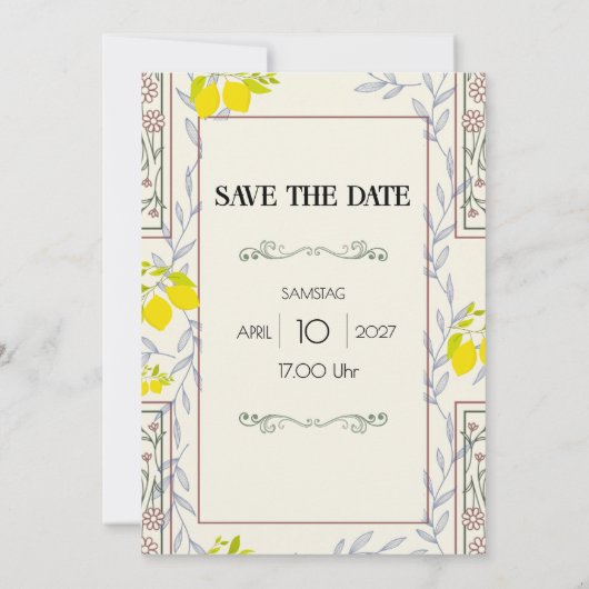 Minimalistic Vintage Botanical Save the Date (裏面)