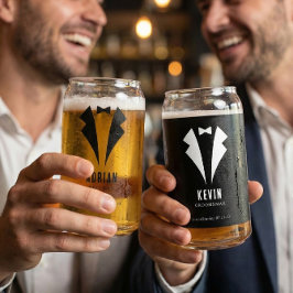 Minimalistic Wedding Best Man Name White ガラス缶