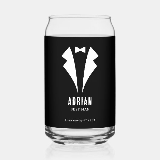 Minimalistic Wedding Best Man Name White ガラス缶 (正面)