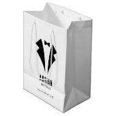 Minimalistic Wedding Best Man Name White ミディアムペーパーバッグ (正面アングル)