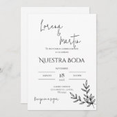 Minimalistic Wedding Invitation in Spanish 招待状 (正面/裏面)