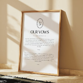 Minimalistic Wedding Vows Custom Monogram ポスター