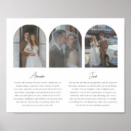 Minimalistic Wedding Vows Script 3-Photo Arch ポスター
