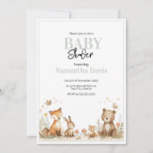 Minimalistic Woodland Animals Baby Shower 招待状 (正面)
