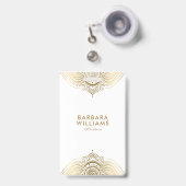 Minimalistigの白及び金ゴールドの華美なレース バッジ (伸縮クリップ付き付き表面)