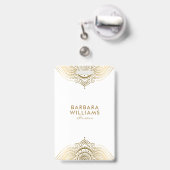 Minimalistigの白及び金ゴールドの華美なレース バッジ (伸縮クリップ付きの裏面)