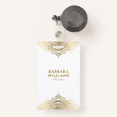 Minimalistigの白及び金ゴールドの華美なレース バッジ (正面リトラクタブル付き)