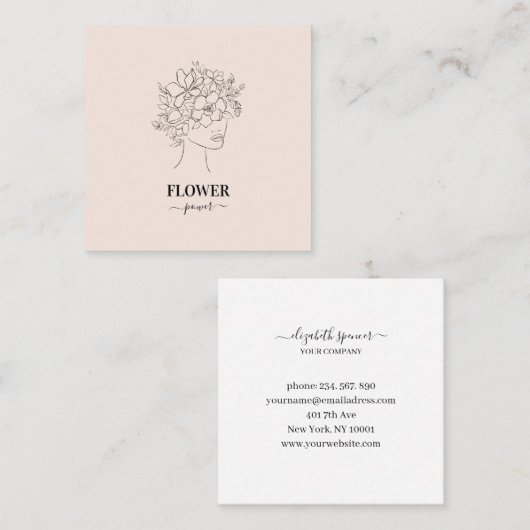 Minimalistisch florale  Business- Visitenkarte スクエア名刺 (正面/裏面)