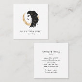 Minimalistisch Frau Mond Sterne  Visitenkarte スクエア名刺 (正面/裏面)