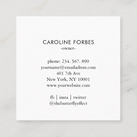 Minimalistisch Frau Mond Sterne Visitenkarte スクエア名刺 (裏面)