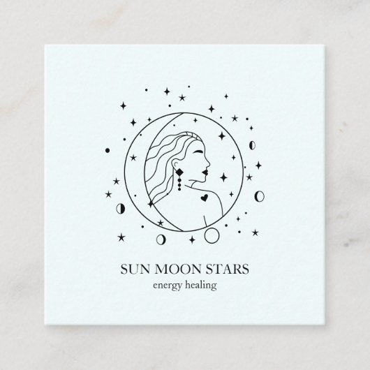 Minimalistisch Sonne Mond Sterne  Visitenkarte スクエア名刺 (正面)