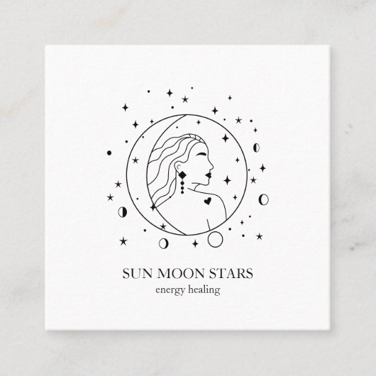 Minimalistisch Sonne Mond Sterne  Visitenkarte スクエア名刺 (正面)