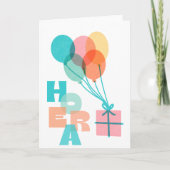 Minimalistische Ballonnen Cadeau Hoera Verjaardag カード (正面)