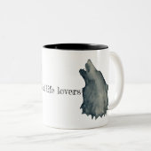 Minimalistischer Wolfskopf ツートーンマグカップ (正面右)