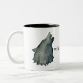 Minimalistischer Wolfskopf ツートーンマグカップ (左)