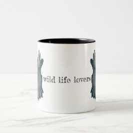 Minimalistischer Wolfskopf ツートーンマグカップ