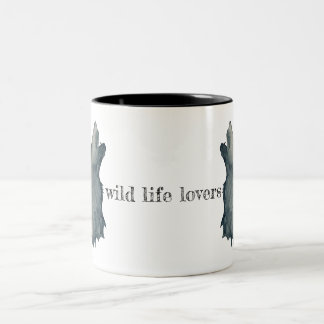 Minimalistischer Wolfskopf ツートーンマグカップ