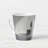 Minimalistisches Osterei auf modernem Podest カフェラテマグ (左アングル)