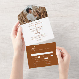 MinimalistRust Photo結婚's All In One招待状 オールインワン招待状
