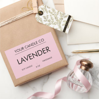 MinimalPink RectangleCandleLabel–ラベンダー大豆キャンドル 長方形シール