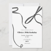 Minimalst black bow 30th birthday 招待状 (正面)