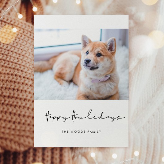 Mininimalist Happy Howlidays Dog Photo シーズンカード