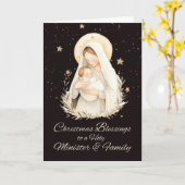 Minister and Family Christmas Blessings Madonna カード (黄色い花)