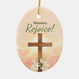 Minister Easter Rejoice Cross and Lilies セラミックオーナメント