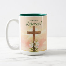 Minister Easter Rejoice Cross and Lilies