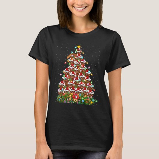 Mink  Xmas Lights Santa Mink Christmas Tree Tシャツ (正面)