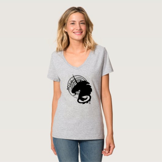 MinkModeのユニコーンはティーを"信じます" Tシャツ (正面フル)