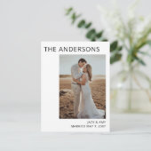 Minmalistエレガント写真結婚の発表 ポストカード (スタンド正面)