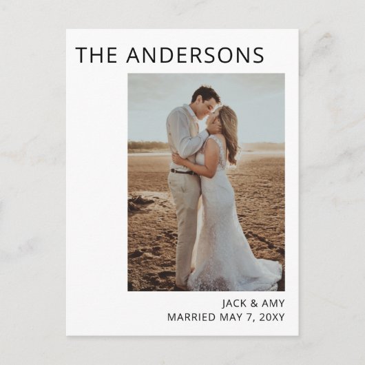 Minmalistエレガント写真結婚の発表 ポストカード (正面)