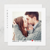 Minmalistタイプライターカスタムフォント結婚写真 招待状 (正面/裏面)