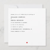 Minmalistタイプライターカスタムフォント結婚写真 招待状 (裏面)