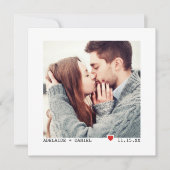 Minmalistタイプライターカスタムフォント結婚写真 招待状 (正面)