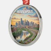 Minneapolis Minnesota Travel メタルオーナメント (左)