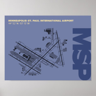 Minneapolis-St. Paul Airport (MSP) Diagram Poster ポスター