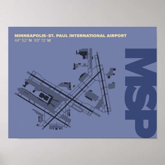 Minneapolis-St. Paul Airport (MSP) Diagram Poster ポスター (正面)