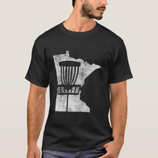 Minnesota Disc Golf State With Basket Distressed Tシャツ (正面)