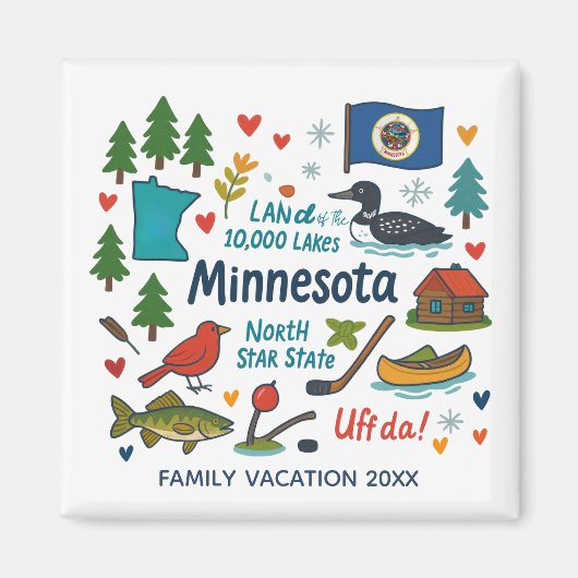 Minnesota Family Trip Keepsake Personalized マグネット (正面)