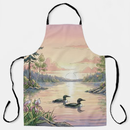 Minnesota Lake Sunset with Loons, Apron エプロン